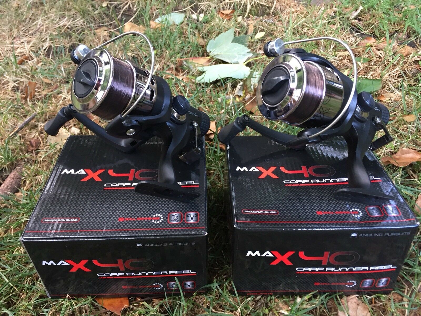 2 X MAX 40 2 BB CARP RUNNER FISHING REELS LOADED WITH 8LB LINE NGT TACKLE