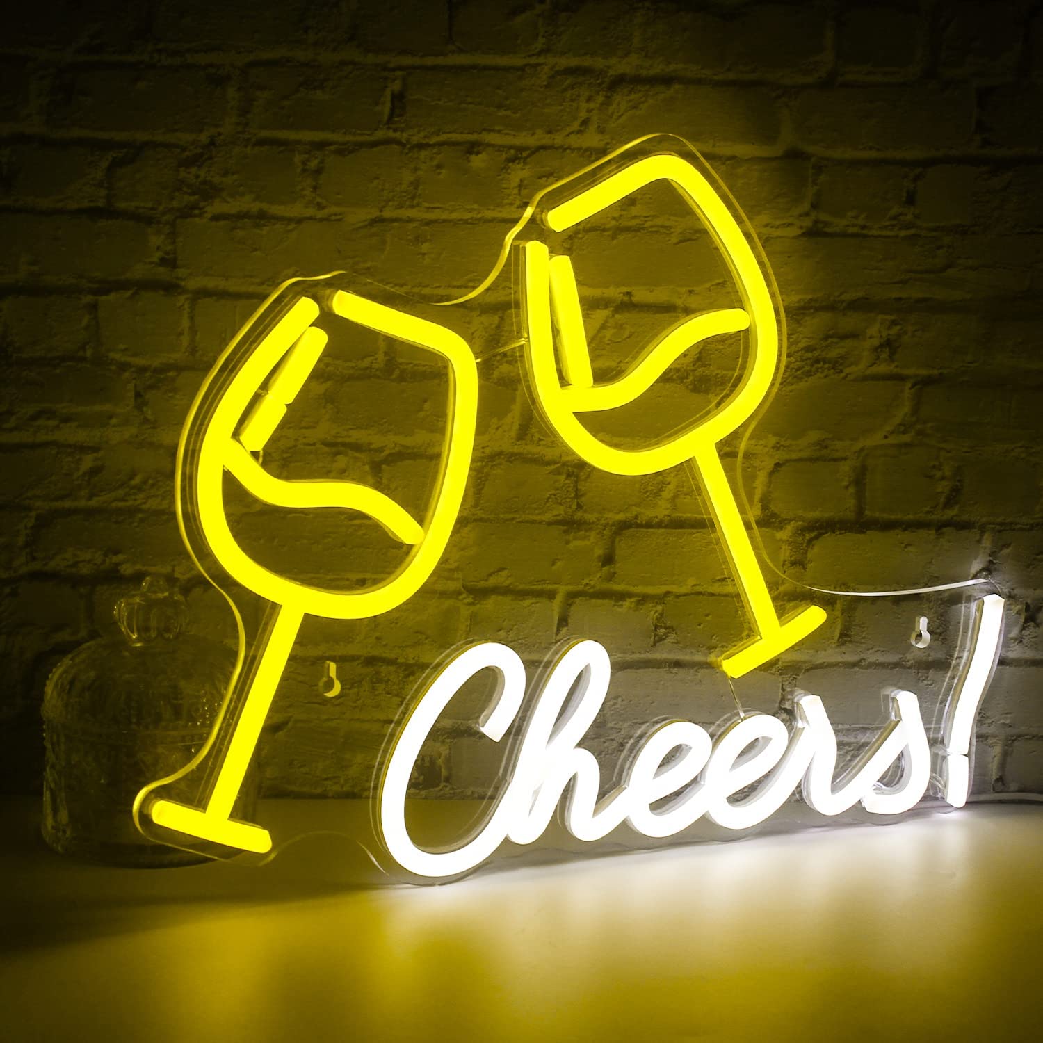 Neon Cheers with Glasses Sign