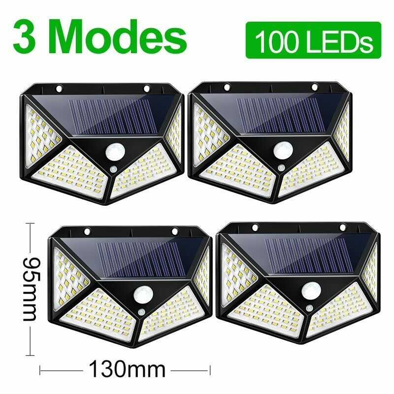 4X 100LED Solar Power Wall Lights